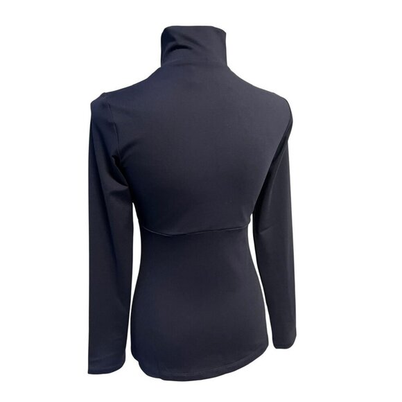 SUSANA MONACO MOCK NECK CUTOUT TOP Long-Sleeve NAVY workattire professional - Picture 4 of 7